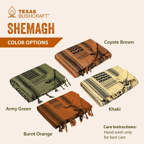 Vista 8 de Texas Bushcraft Tactical Shemagh - Auténtico Keffiyeh 100% algodón para tu equipo de camping, senderismo y mochilero
