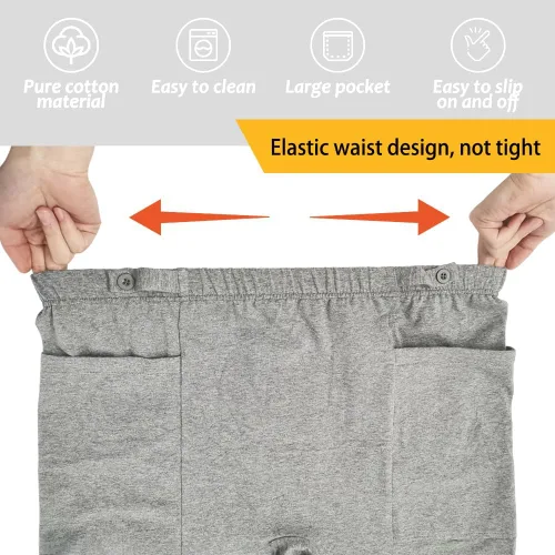 Vista 5 de 2 PCS Postoperative Care Ostomy Stoma Shorts for Nephrostomy Bag and Catheter Leg Bag, Comfortable, Machine Washable