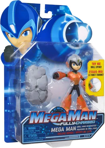 Vista 10 de Megaman Fully Charged – Figura de acción articulada de lujo Drill Man Schematics con taladro giratorio y accesorio de roca rota! Basado en el nuevo
