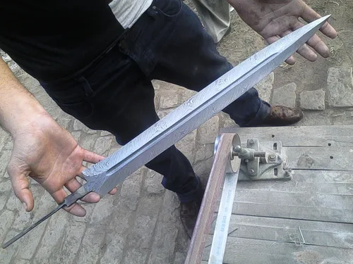 Vista 8 de Wilson Roy Cuchillo de hoja en blanco de espiga completa de acero de Damasco hecho a mano para suministros de fabricación de cuchillos