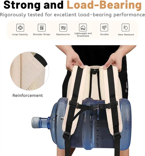 Vista 5 de Lohol Mochila con múltiples bolsillos con compartimento para laptop de 15.6 pulgadas, resistente al agua, para escuela, universidad y viajes, Beige