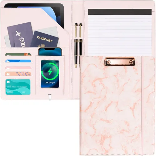 Vista 6 de Portafolio Folio Carpeta Portafolio con Bloc de Notas-Bolsillo Portatarjetas de Visita Marrón Imitación PU Cartera