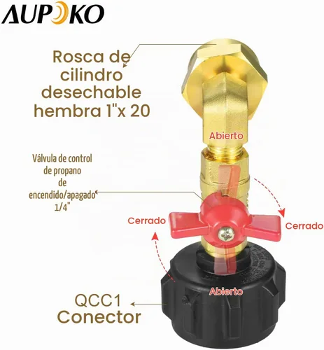 Vista 2 de Aupoko - Adaptador de recambio de propano, recarga botellas de 1 libra de tanque de 20 libras