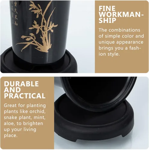 Vista 4 de Maceta de orquídea de estilo chino Macetas Cactus Bonsai Contenedor para Pothos Spider Orchid con bandeja Maceta de jardín