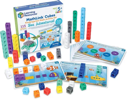 Vista 8 de Learning Resources MathLink Cubes Conjunto de Actividades de Matemáticas Tempranas - 115 Piezas, Edades 4+, Imprescindibles para el Aula
