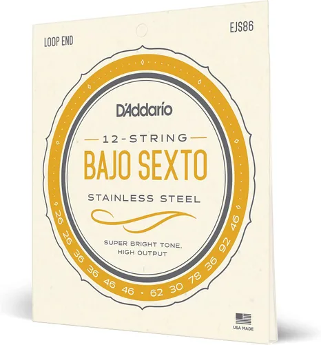 D'Addario Cuerdas de guitarra de acero inoxidable EJS86 Bajo Sexto