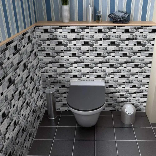 Vista 23 de Alwayspon Adhesivo de transferencia de azulejos con efecto mármol, adhesivo autoadhesivo para pared, calcomanías de azulejos para decoración