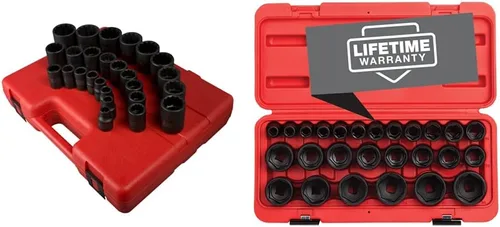 Sunex Juego de llaves de impacto métricas de 1/2 pulgada, 12 puntos, 26 piezas, Sunex Juego de llaves de impacto de 1/2 pulgada, 26 piezas,