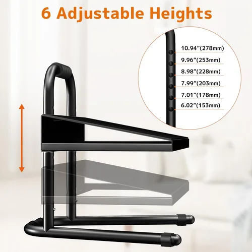 Vista 5 de Reposapiés de pie ajustable en altura con mango de agarre suave, reposapiés debajo del escritorio para estar de pie y sentarse, construcción