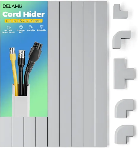 Vista 13 de Delamu – Funda para cable beige, cubiertas de cable para 1 cable en la pared, cubiertas de cable de tamaño mini para cables en la pared, cubierta