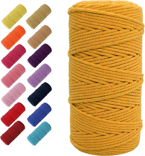 Vista 35 de Cordón de algodón para macramé 3mm x 109 yardas, cuerda de macramé natural color beige, suministros perfectos de algodón para macramé, para hacer