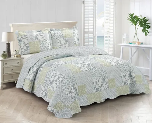 Vista 17 de Brilliant Sunshine Juego de edredón de 3 piezas con 2 fundas de almohada, colcha reversible, colcha suave y ligera, para todas las estaciones, Gris