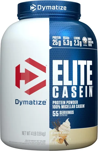Vista 10 de Dymatize Elite - Proteína en polvo de caseína, chocolate, 100% caseína micelar, 25g de proteína, 5.4g de BCAA, 2.3g de leucina, absorción lenta