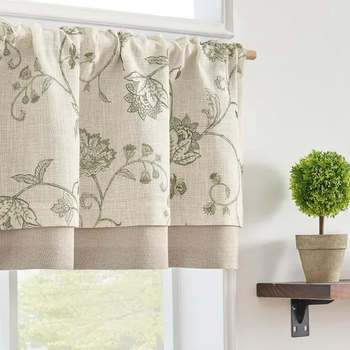 Vista 14 de Jinchan - Cenefa de Lino de Doble Capa para Primavera, Tratamientos para Ventanas de Estilo Granja para Pascua, de 18 Pulgadas, para Cocina y Sala