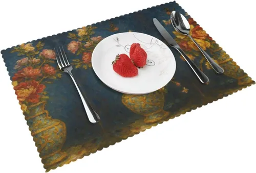 Vista 15 de Rectangular Placemats Set of 4, Heat Resistant Donuts Printed Kitchen Dining Table Mats
