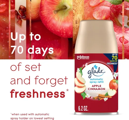 Vista 5 de Glade Recambio automático en aerosol, manzana canela, ambientador perfumado para el hogar y el baño, 6.2 onzas, 2