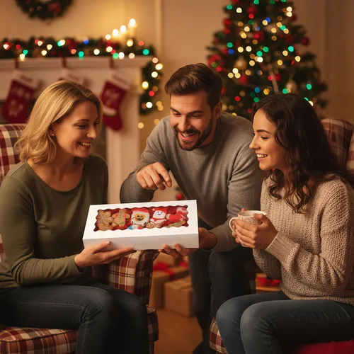 Vista 6 de Tcoivs Paquete de 20 cajas de galletas con ventana, 12.5 x 5.5 x 2.5 pulgadas, cajas blancas de panadería, cajas de golosinas autoemergentes
