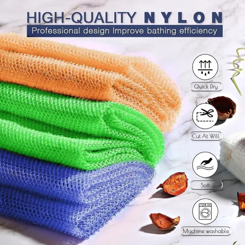 Vista 4 de UJFQBH 3 Piezas Esponja de Baño Africana Esponja de Red Africana de Red Larga Esponja de Baño Exfoliante Cepillo de Cuerpo para Ducha Cepillo