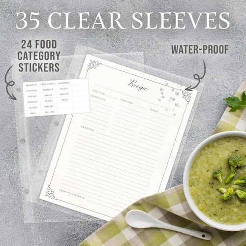 Vista 4 de Libro de recetas para recetas propias para entretener y deleitar: Carpeta de 3 anillos 8.5x11 página completa con fundas protectoras transparentes