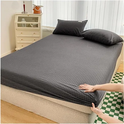 Vista 8 de Sábana bajera ajustable 100% de algodón de punto jersey, tamaño King, con bolsillo extra profundo, sin arrugas, ultrasuave, tamaño individual XL