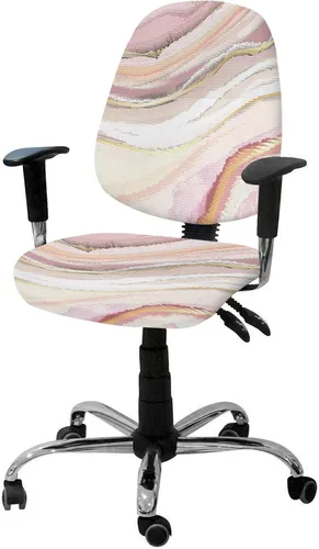 Funda elástica para silla de oficina, color rosa y amarillo, funda de asiento para silla de computadora, funda para respaldo, arte abstracto de