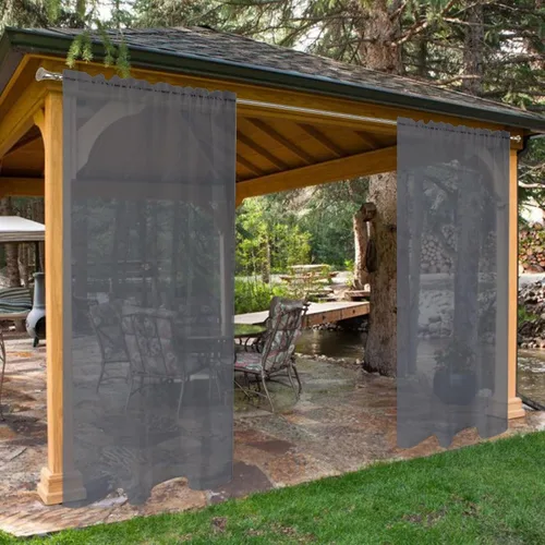 Vista 30 de SpaceDresser Cortinas traslúcidas impermeables para patio y exteriores – 2 paneles de cortina transparente con bolsillo para barra para sala