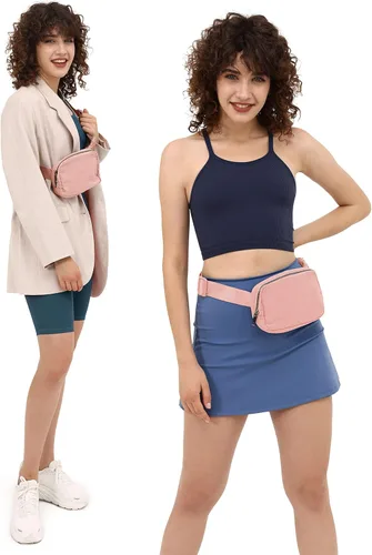 Vista 2 de ODODOS Minicangurera unisex con correa ajustable para entrenamiento correr viajes o senderismo Rosa Claro3