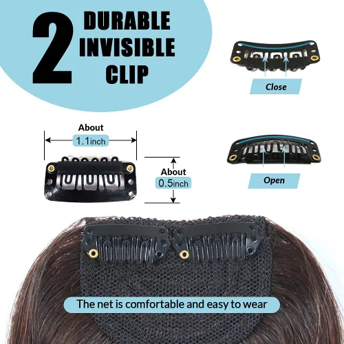 Vista 3 de Shinon – Flequillo con clip de cabello humano; extensión de cabello, fleco