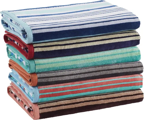 Vista 4 de Superior Toalla de playa de gran tamaño con textura de rayas, 100% algodón, 550 GSM, suave, afelpado y altamente absorbente (juego de 2)