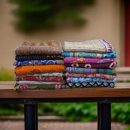 Vista 2 de Boho Sanskriti Colcha india vintage, mantas, Ralli, Lot Kantha, reversible, colcha de algodón Gudari, piezas individuales, tamaño individual