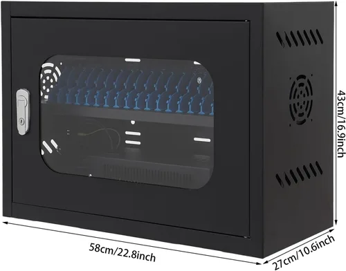 Vista 3 de 20 Unit Device Charging Station, Charging Cabinet for Cellphones & Tablet Computers, Mobile Phone Charging Cabinet with Charger Cable Management or
