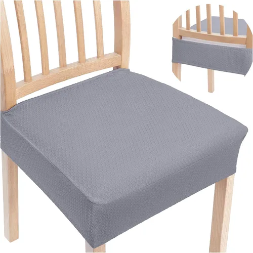 Vista 19 de Smiry Juego de 2 fundas de asiento elásticas de jacquard para sillas de comedor, extraíbles y lavables, sin fundas traseras, color aguamarina