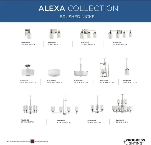 Vista 5 de Progress Lighting P4459 Alexa Candelabro de 5 luces, con pantalla de lino, de 20 pulgadas de alto., P4459-09, 100.00watts, 120.00 volts