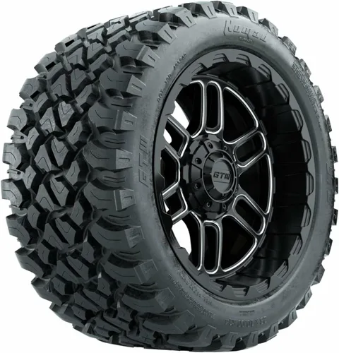 GTW Combo de ruedas y neumáticos para carrito de golf de 14 pulgadas | GTW Titan negro mate/ruedas mecanizadas en 23 x 10-R14 (23 pulgadas) Nomad