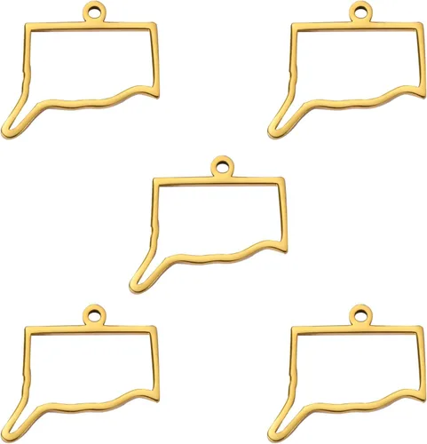 Vista 78 de kkjoy 5 piezas de dijes de mapas de continentes huecos de EE. UU. con colgante para hacer joyas y manualidades, accesorios de mini dijes de acero