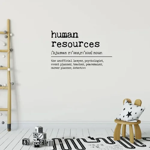 Vista 4 de Calcomanías de vinilo para pared, decoración del hogar, el sustantivo divertido, definición de recursos humanos, calcomanías para niñas, niños
