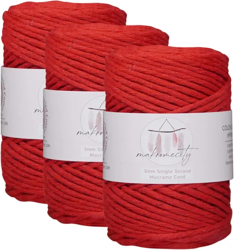 Vista 23 de Makromecity, Cordón de macramé de un solo hilo de 3 mm x 100 yardas (300 pies) de 3 mm de cordón de algodón azul bebé para arte y manualidades