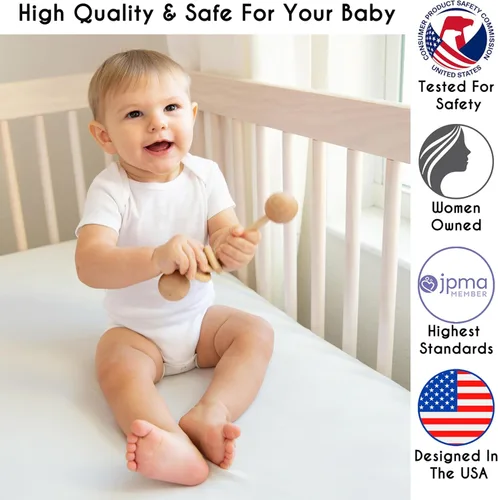 Vista 3 de Sweet Jojo Designs Juego de ropa de cama para cuna de bebé de 4 piezas (100% algodón blanco roto bohemio chic) para niños o niñas, bebés/guardería