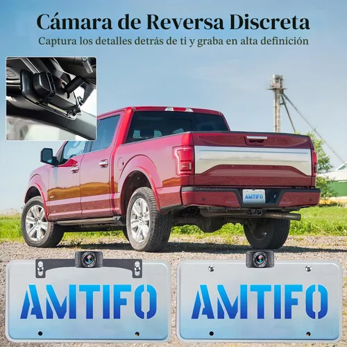 Vista 4 de Espejo de cámara de respaldo HD 1080P – Plug and Play, fácil de instalar, visión nocturna a color, espejo retrovisor con cámara de matrícula