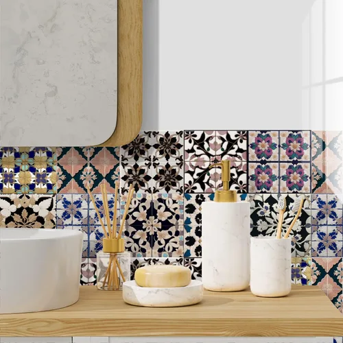 Vista 73 de Alwayspon Adhesivo para azulejos de pared moriscos para despegar y pegar, calcomanías de vinilo autoadhesivas para azulejos de cocina y baño, 4 x 4