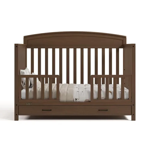 Vista 37 de Graco Benton 5 en 1 Cuna Convertible (Gris) – Certificado GREENGUARD Gold, se convierte de cuna para bebé a cama infantil, diván y cama