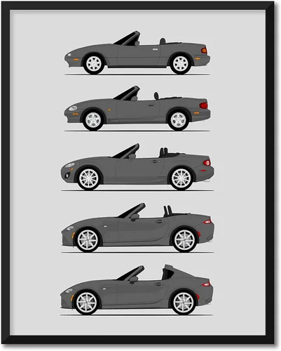 Vista 12 de Custom Car Posters Póster hecho a mano compatible con Mazda Miata MX-5 Generations e impresión de NA Miata, NB Miata, NC Miata, ND Miata, ND Miata