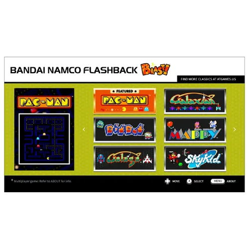 Vista 5 de Bandai Namco Flashback Blast! comes with an HDMI dongle, 8 greatest Bandai Namco games built in and a 2.4G wireless game controller. Video output is