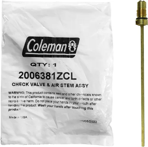 Coleman Conjunto de válvula de retención y vástago de aire Número de artículo: 200-6381; Parte para linterna o estufa
