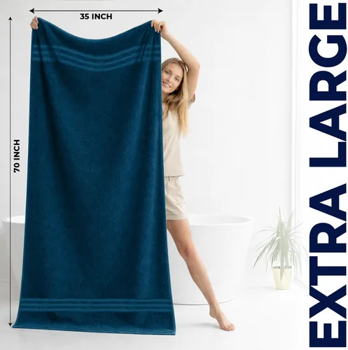 Vista 4 de DAN RIVER Paquete de 2 sábanas de baño de lujo 35x70, 600 GSM, toallas de 100% algodón hilado en anillo suaves y de secado rápido, ideales para Beige