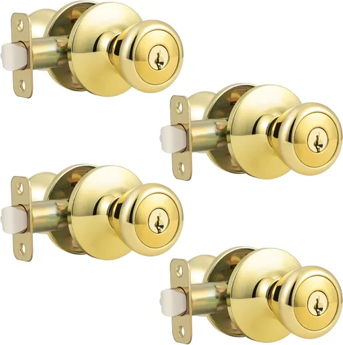 Vista 36 de GOBEKOR Paquete de 1 perillas para puerta de paso, pomos interiores de latón pulido sin llave, pomos de puerta de armario, pasillo, pomo de paso