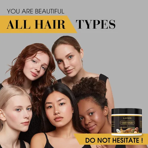 Vista 6 de Mascarilla capilar de aceite de argán, tratamiento hidratante de colágeno y aceite de coco, mascarilla capilar acondicionador profundo para cabello