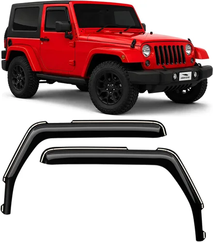 Vista 11 de Voron Glass Protectores de lluvia en canal para Jeep Wrangler JK 2007-2018 Para Wrangler JK 07-18