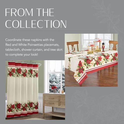 Vista 5 de Elrene Home Fashions - Servilletas de tela de Pascua roja y blanca, 17 x 17 pulgadas, juego de 4