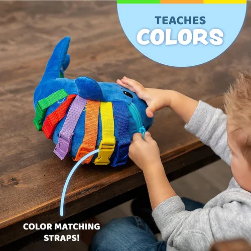 Vista 3 de Ballena azul, peluche de aprendizaje temprano para niños pequeños, actividad para viaje